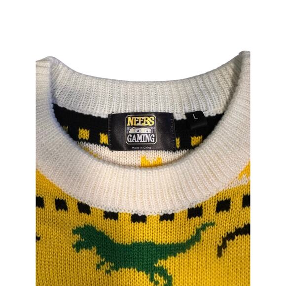 *SOLD* NWOT Neebs Gaming Dinosaur Ugly Christmas Sweater – Size L GamerGift - Picture 2 of 7